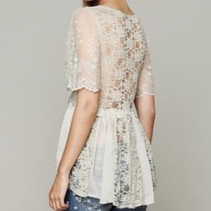 Free People Viola Embroidered Laced Top